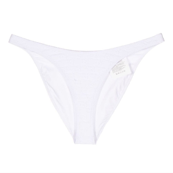 NWT ALEXANDER WANG HIGH CUT TEXTURED "WANG" BIKINI BOTTOM IN WHITE - Picture 4 of 7